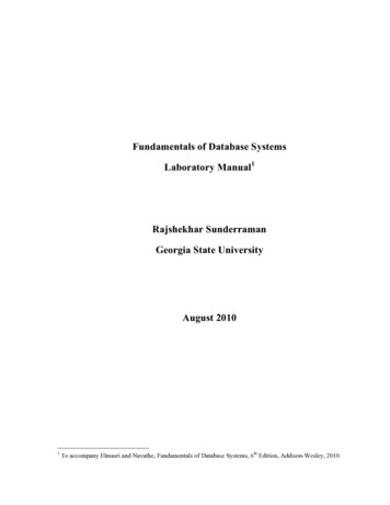 Fundamentals Of Database Systems Laboratory Manual .