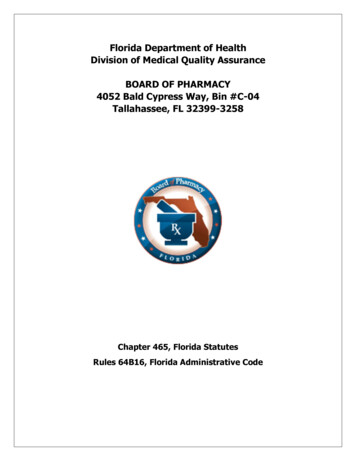 Florida Department Of Health Division Of Medical Quality .