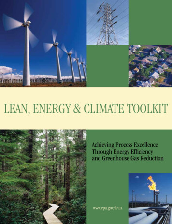 LEAN, ENERGY & CLIMATE TOOLKIT - EPA