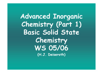 Advanced Inorganic Chemistry (Part 1) Basic Solid State .