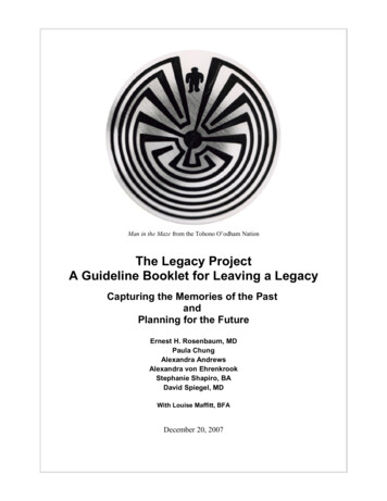 The Legacy Project A Guideline Booklet For Leaving A Legacy