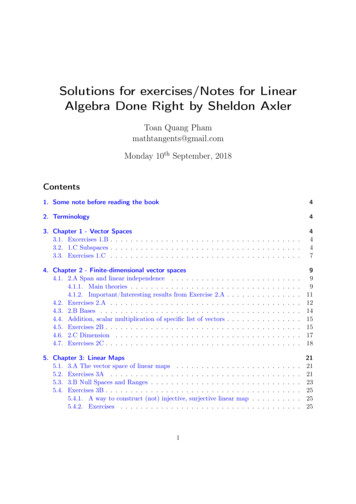 Solutions For Exercises/Notes For Linear Algebra Done Right By Sheldon .