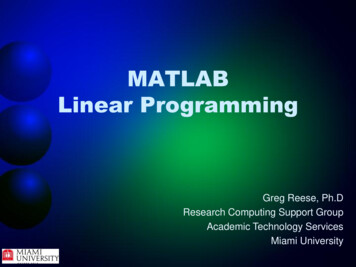 MATLAB Linear Programming - Miami University