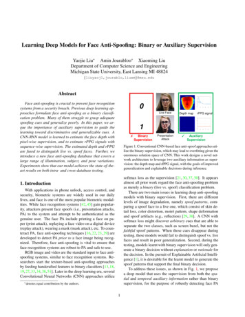 Learning Deep Models For Face Anti-Spooﬁng: Binary Or .