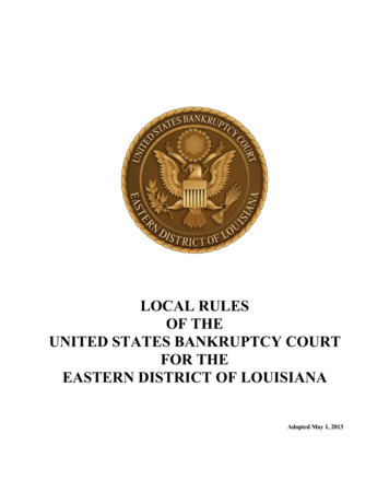 Local Rules Of The United States Bankruptcy Court For The Eastern .