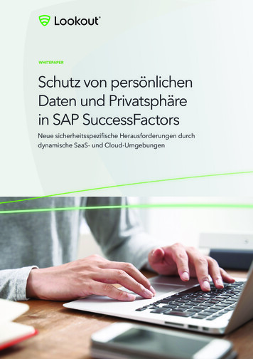 WHITEPAPER Schutz Von Persönlichen Daten Und Privatsphäre In SAP .