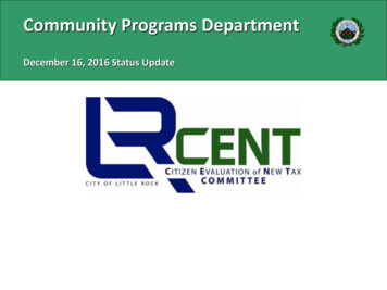 Community Programs Department - City Of Little Rock, 