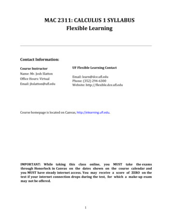 MAC 2311: CALCULUS 1 SYLLABUS Flexible Learning