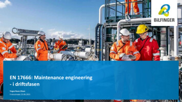 EN 17666: Maintenance Engineering - I Driftsfasen