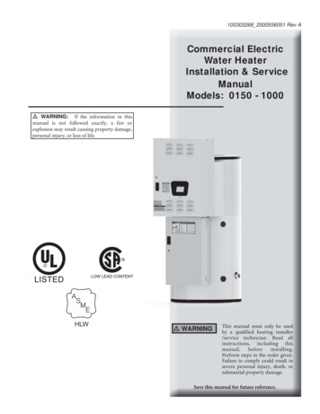 Commercial Electric Water Heater Installation & Service Manual Models .
