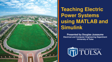 Teaching Electric Power Systems With MATLAB And Simulink