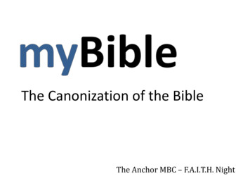 The Canonization Of The Bible - Anchored Resources