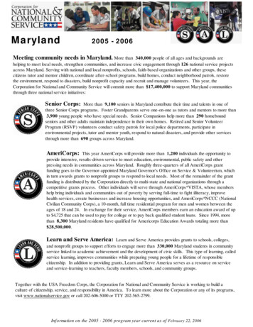 Maryland 2005 - 2006 - AmeriCorps