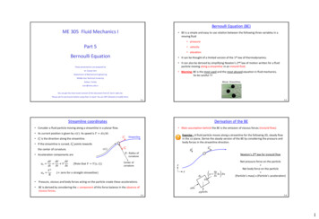 ME 305 Fluid Mechanics I Part 5 Bernoulli Equation