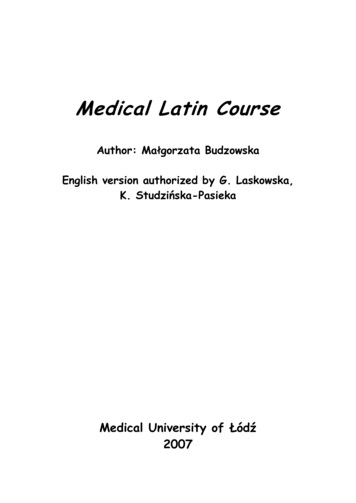 Medical Latin Course - Uniwersytet Medyczny W Łodzi