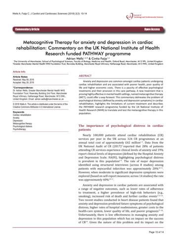 Metacognitive Therapy For Anxiety And Depression In Cardiac .