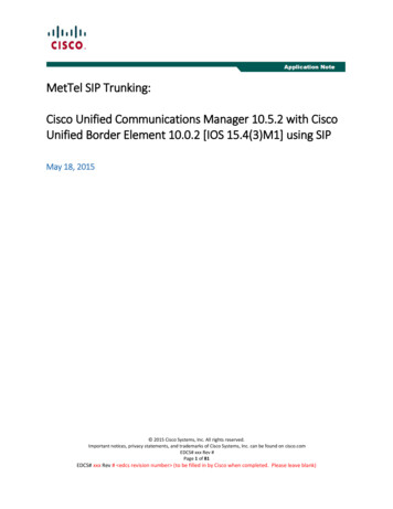 MetTel SIP Trunking Configuration Guide - Cisco
