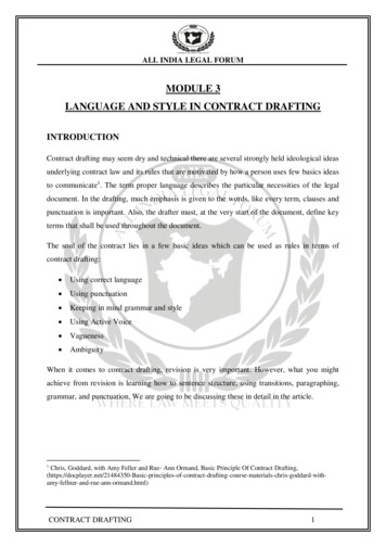 MODULE 3 LANGUAGE AND STYLE IN CONTRACT DRAFTING