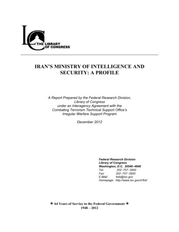 Iran'S Ministry Of Intelligence And Security: A Profile