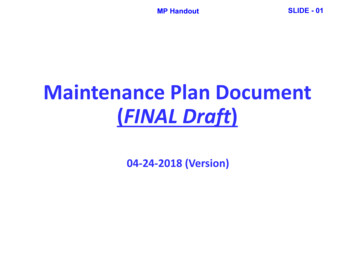Maintenance Plan Document FINAL Draft