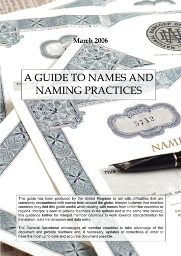 A GUIDE TO NAMES AND NAMING PRACTICES - FBIIC