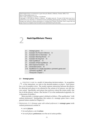 2 Nash Equilibrium: Theory - University Of Toronto