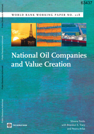 National Oil Companies And Value Creation - ISBN .