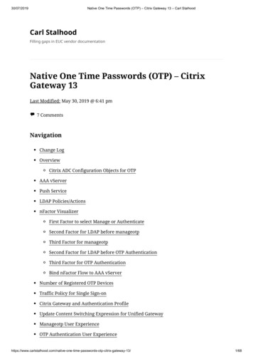 Gateway 13 Native One Time Passwords (OTP) – Citrix