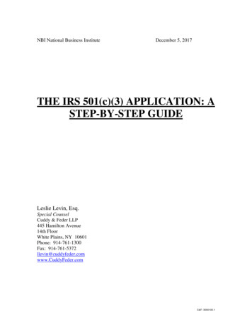 THE IRS 501(c)(3) APPLICATION: A STEP-BY-STEP GUIDE