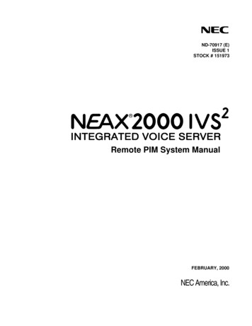 NEAX2000 IVS2 Remote PIM System Manual