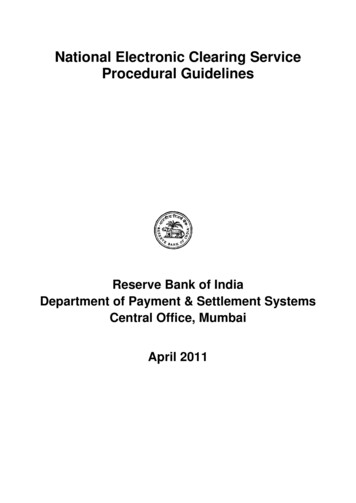 National Electronic Clearing Service Procedural Guidelines
