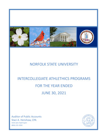 Norfolk State University Intercollegiate Athletics Programs For The .