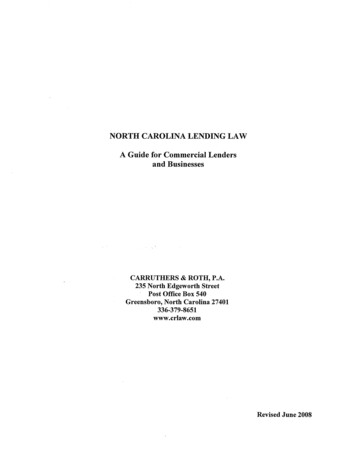 North Carolina Lending Law - Crlaw 