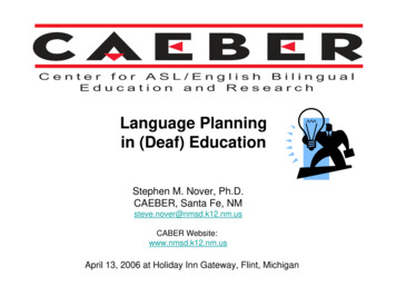 Language Planning In (Deaf) Education