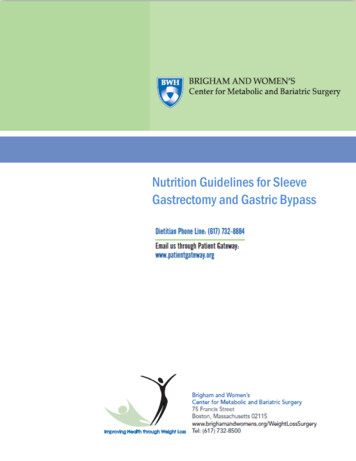 Nutrition Guidelines Sleeve Gastrectomy And Gastric Bypass