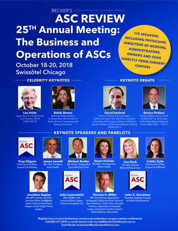 25 Annual Meeting: The Business And Operations Of ASCs