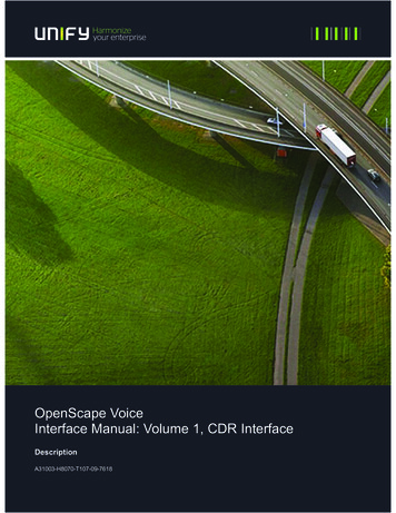 OpenScape Voice Interface Manual: Volume 1, CDR Interface - Unify