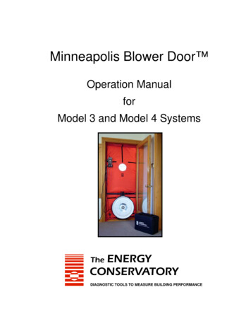Operations Manual Minneapolis Blower Door - Oregon