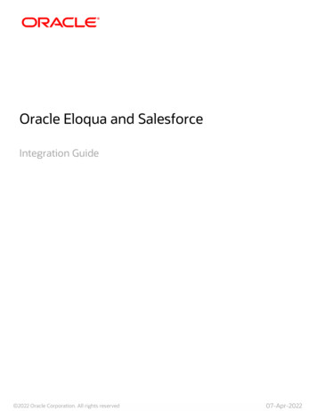 Oracle Eloqua And Salesforce Integration Guide