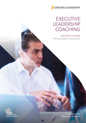 Team & Exec Coaching PROGRAMME OVERVIEW - Oxford Leadership