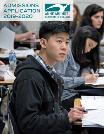ADMISSIONS APPLICATION 2019-2020 - Anne Arundel Community College