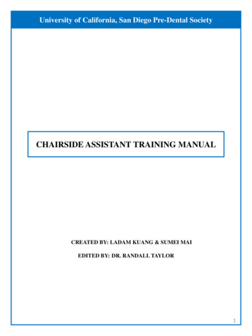 CHAIRSIDE ASSISTANT TRAINING MANUAL