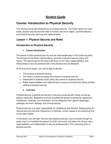 Student Guide Course: Introduction To Physical Security