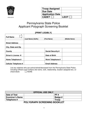 Polygraph Screening Booklet - Pennsylvania State Police