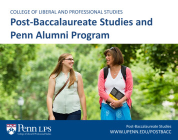 COLLEGE OF LIBERAL AND PROFESSIONAL STUDIES Post-Baccalaureate Studies .