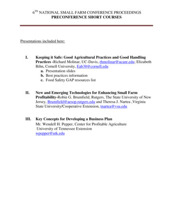 6th National Small Farm Conference Proceedings Preconference Short .