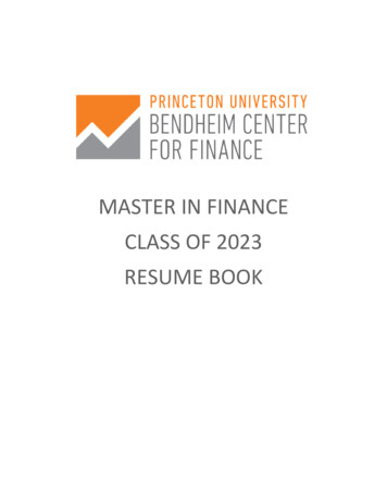 MASTER IN FINANCE CLASS OF 2023 RESUME BOOK