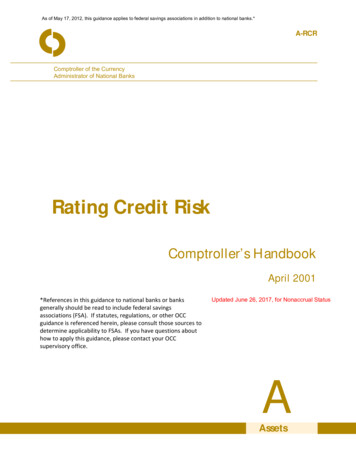 Rating Credit Risk - Office Of The Comptroller Of The Currency