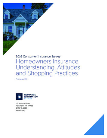 Homeowners Insurance: Understanding, Attitudes And Shopping Practices - III