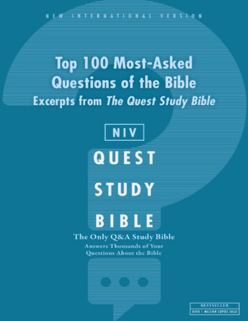 NIV, Top 100 Most-Asked Questions Of The Bible: Excerpts .
